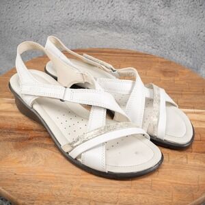Ecco Felicia Sandals Women's US 7-7.5 / Eur 38 White Leather Strappy Comfort